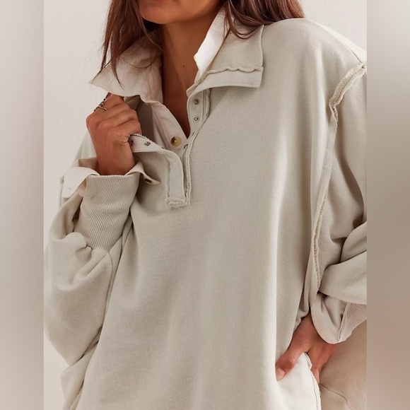 Free People Camden Henley Sweatshirt Pullover Medium - Picture 3 of 6